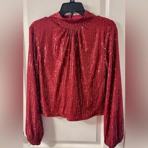 Elegant Red Sequin Women's Top